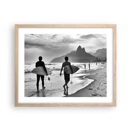 Póster en marco roble claro - Samba para una ola - 50x40 cm