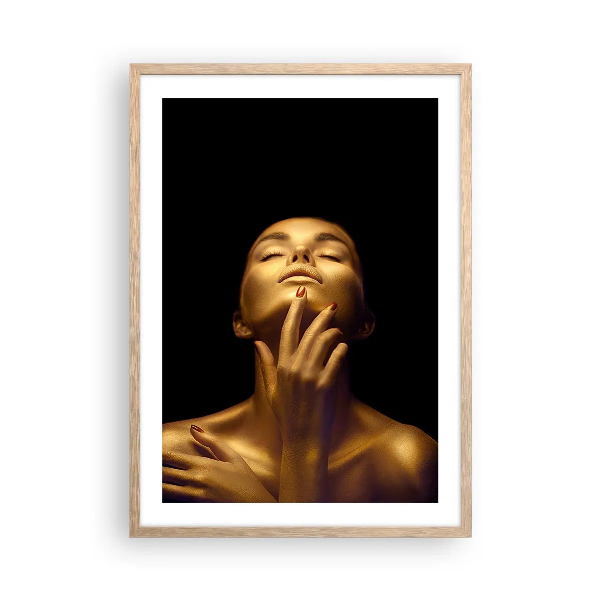 Póster en marco roble claro - Como seda dorada - 50x70 cm