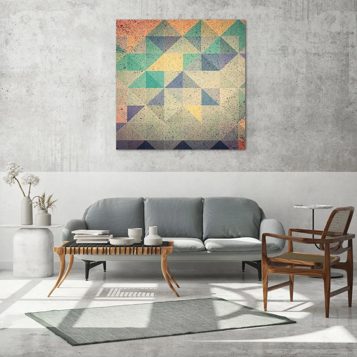 Cuadro sobre vidrio - Impresiones sobre Vidrio - República de los triángulos - 40x40 cm