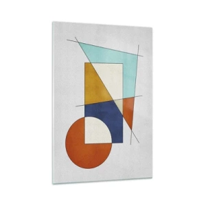 Cuadro sobre vidrio - Impresiones sobre Vidrio - Una composición modernista de formas geométricas y colores. - 70x100cm - Abstracción: diversión modernista - Decoración de pared moderna para salón y dormitorio ARTTOR