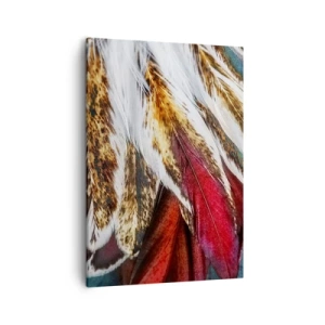 Cuadro sobre lienzo - Impresión de Imagen - Primer plano de plumas multicolores en colores vibrantes e intensos. - 50x70cm - Los misterios del vuelo - Decoración de pared moderna para salón y dormitorio ARTTOR