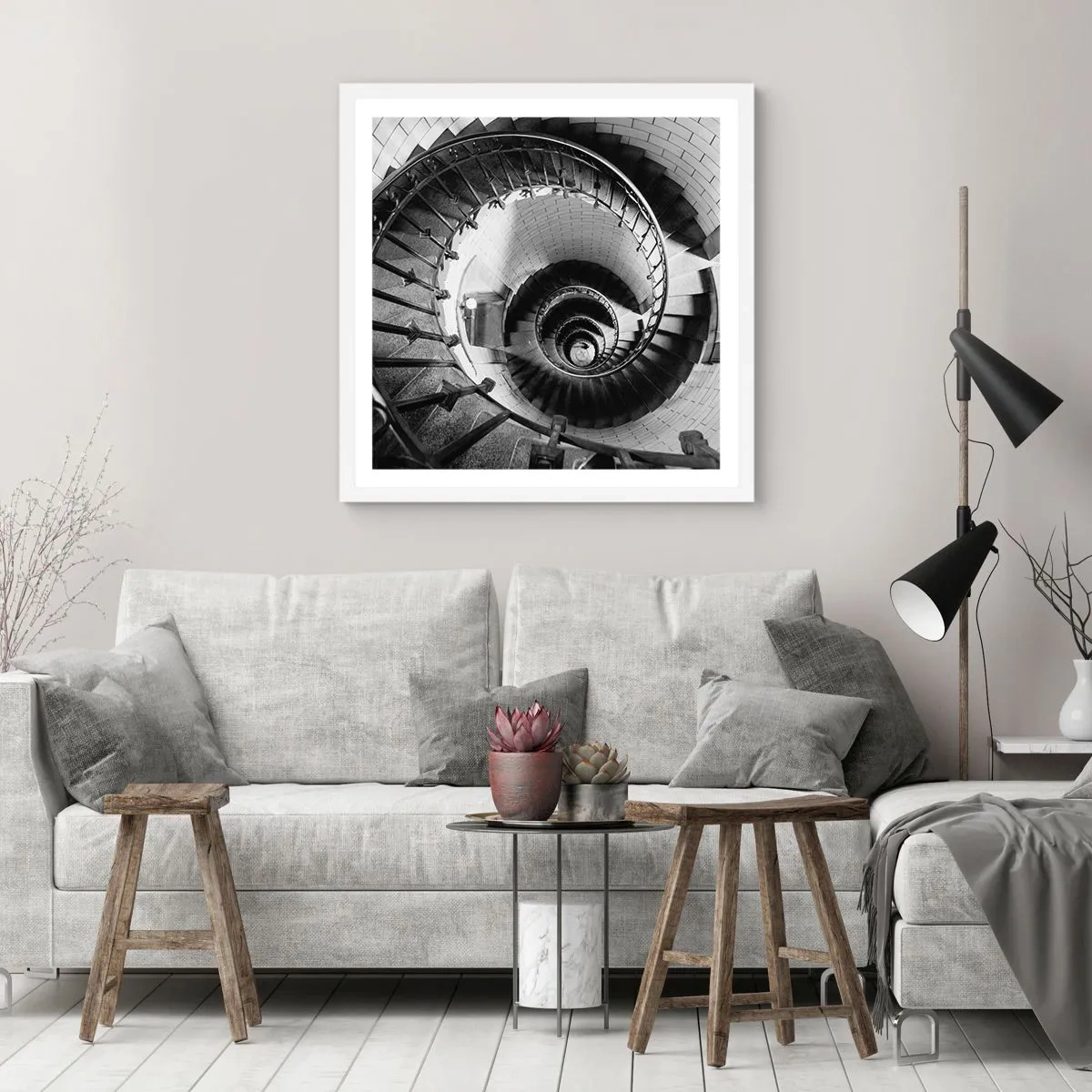 Póster en marco blanco - Cada vez más alto - 60x60 cm