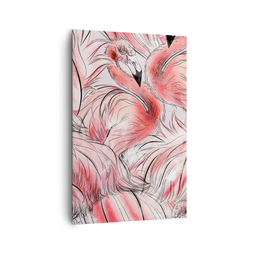 Cuadro sobre lienzo - Impresión de Imagen - Delicados dibujos de flamencos rosados - 80x120cm - Ballet de aves - Decoración de pared moderna para salón y dormitorio ARTTOR