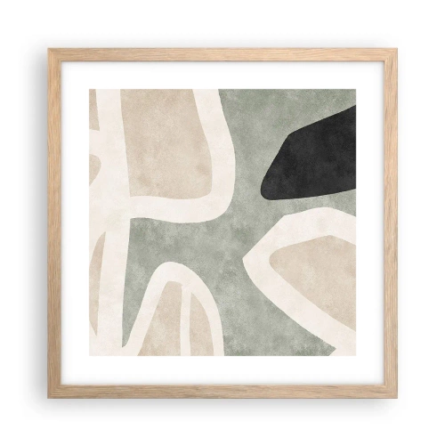 Póster en marco roble claro - Composición con un toque negro - 40x40 cm
