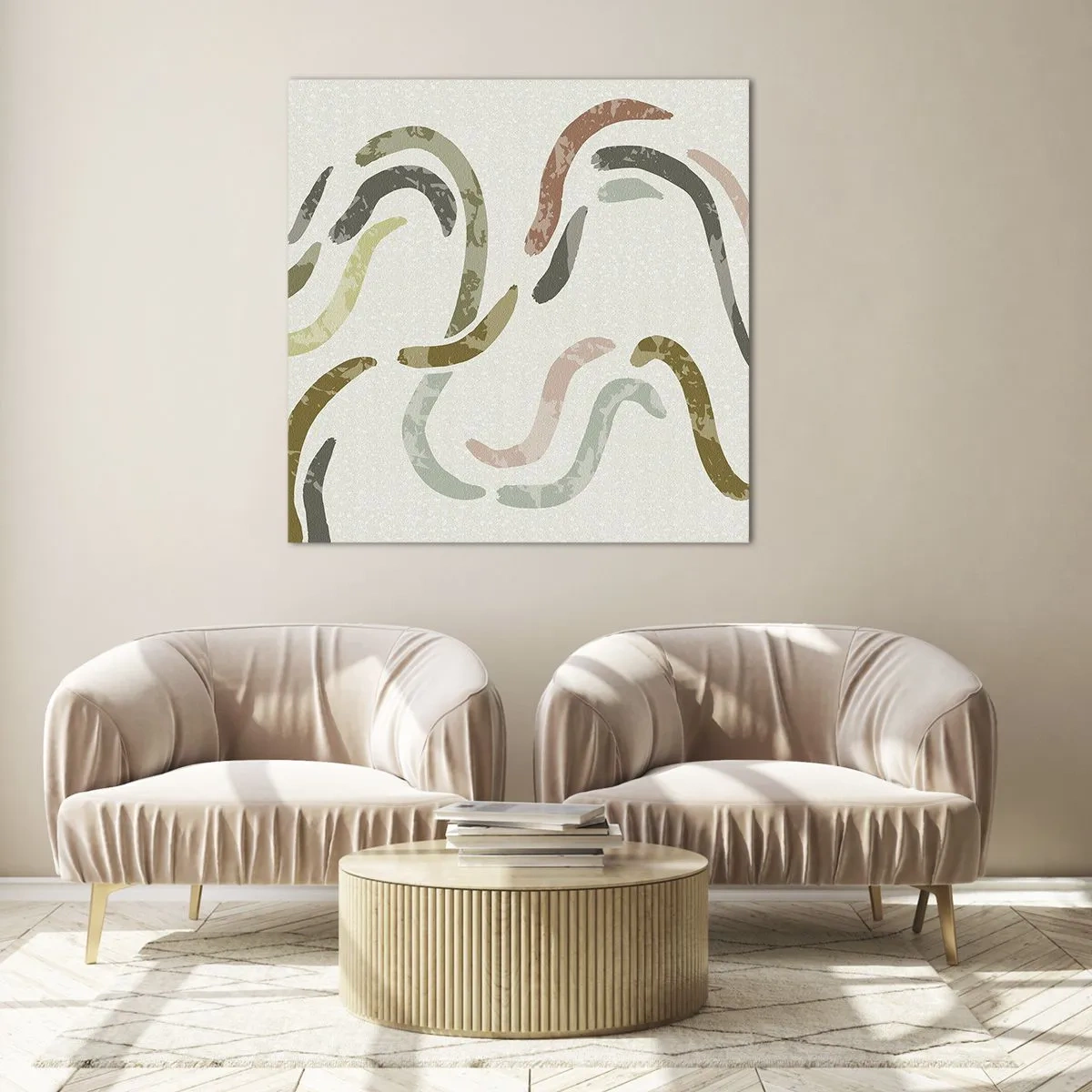 Cuadro sobre vidrio - Impresiones sobre Vidrio - La alegre danza de la abstracción - 60x60 cm