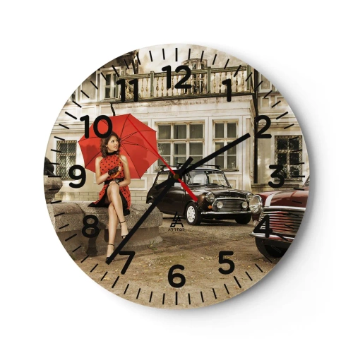 Reloj de pared - Reloj de vidrio - Un mini viaje sentimental - 40x40 cm