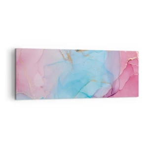 Cuadro sobre lienzo - Impresión de Imagen - Patrones abstractos pastel con acentos dorados - 140x50cm - Reuniones y encuentros de colores - Decoración de pared moderna para salón y dormitorio ARTTOR