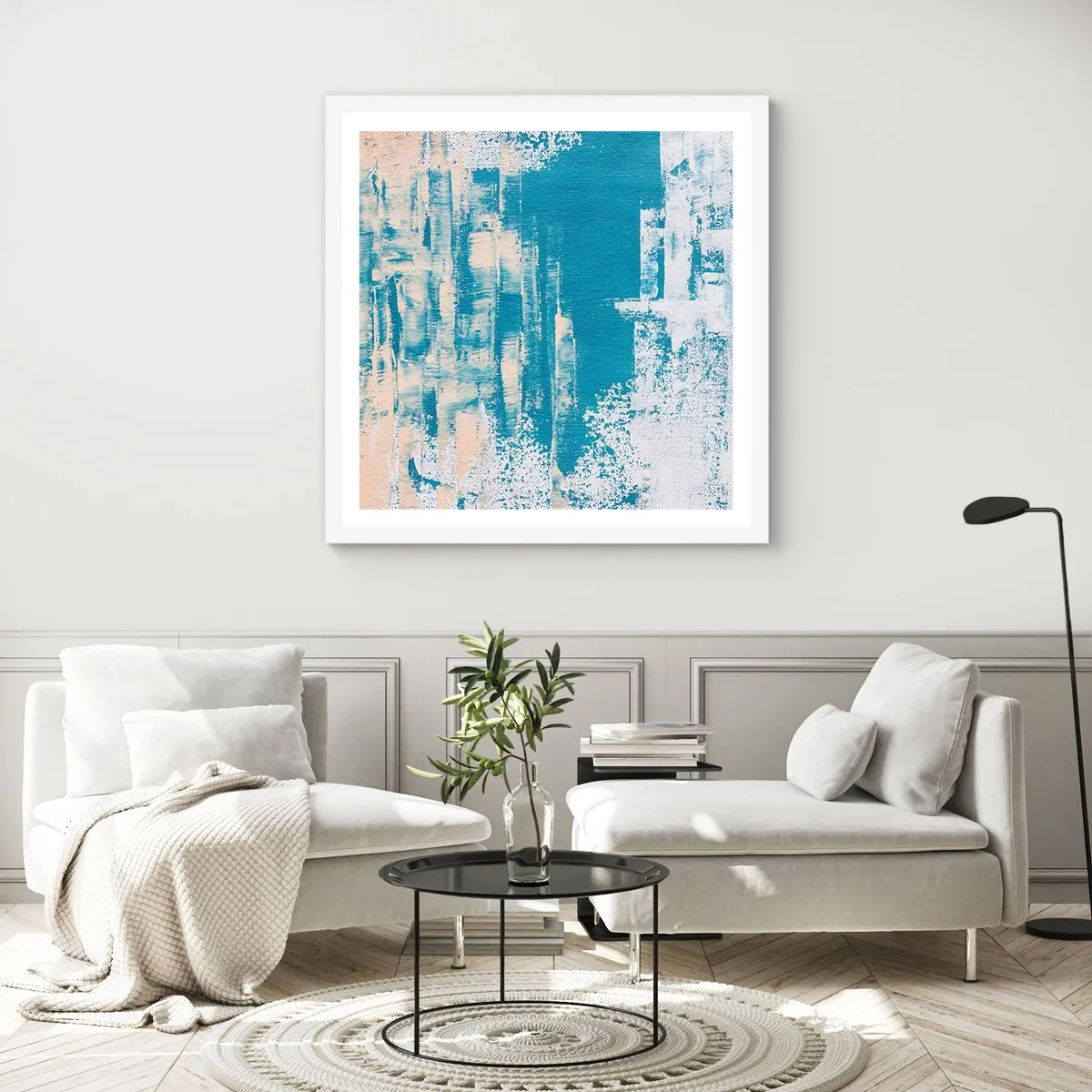 Póster en marco blanco - A través de un carámbano - 60x60 cm