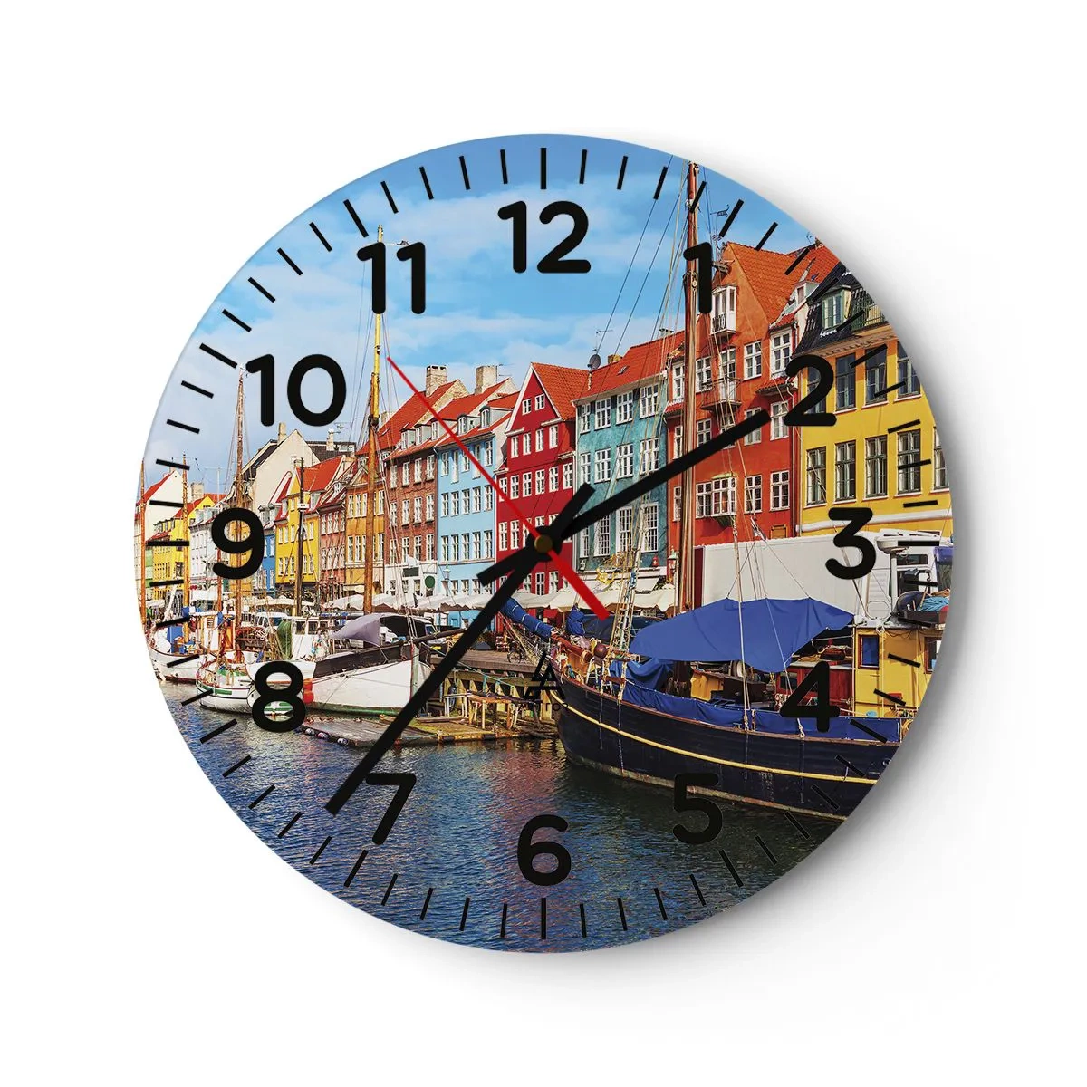 Reloj de pared - Reloj de vidrio - Muelle alegre - 30x30 cm