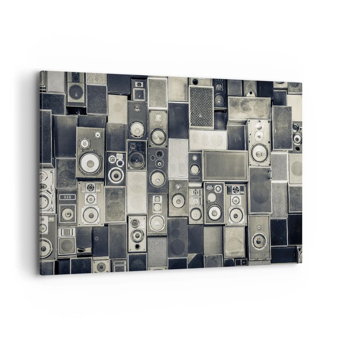 Cuadro sobre lienzo - Impresión de Imagen - Colección de altavoces de estilo retro - 120x80cm - Y todo fluye - Decoración de pared moderna para salón y dormitorio ARTTOR