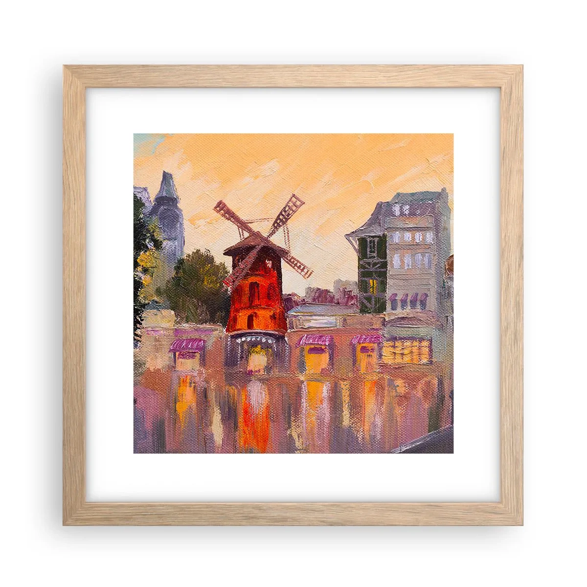 Póster en marco roble claro - Iconos parisinos - Moulin Rouge - 30x30 cm