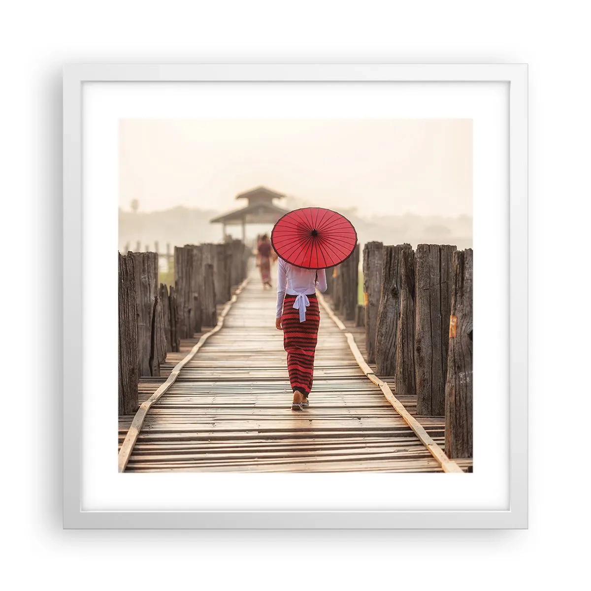 Póster en marco blanco - En un viejo puente - 40x40 cm