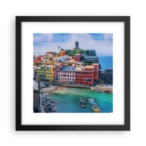 Póster en marco negro - Pueblo mágico del Mediterráneo - 30x30 cm