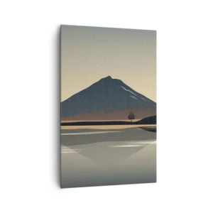 Cuadro sobre lienzo - Impresión de Imagen - Paisaje de montaña minimalista con reflejo en el agua. - 80x120cm - Reflejo de espejo - Decoración de pared moderna para salón y dormitorio ARTTOR
