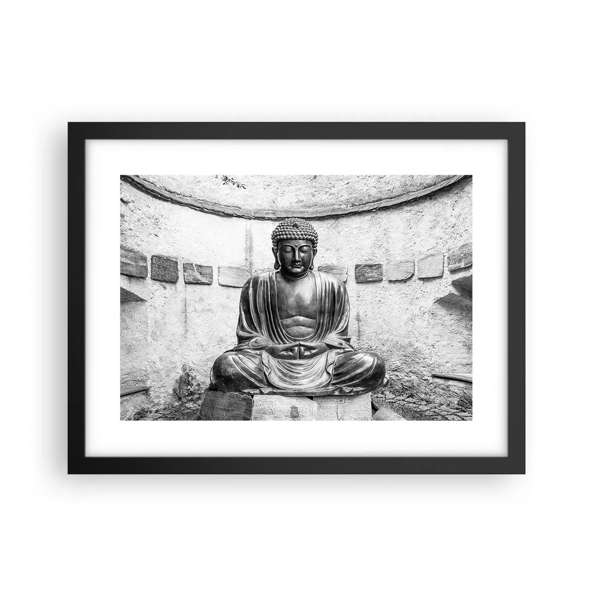 Póster en marco negro - En la fuente de la paz - 40x30 cm