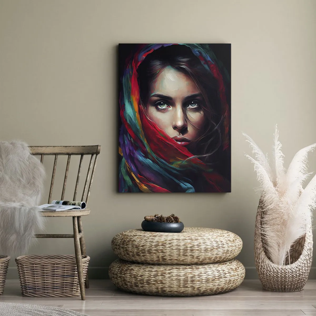 Cuadro sobre lienzo - Impresión de Imagen - Misterio de ojos verdes - 65x120 cm