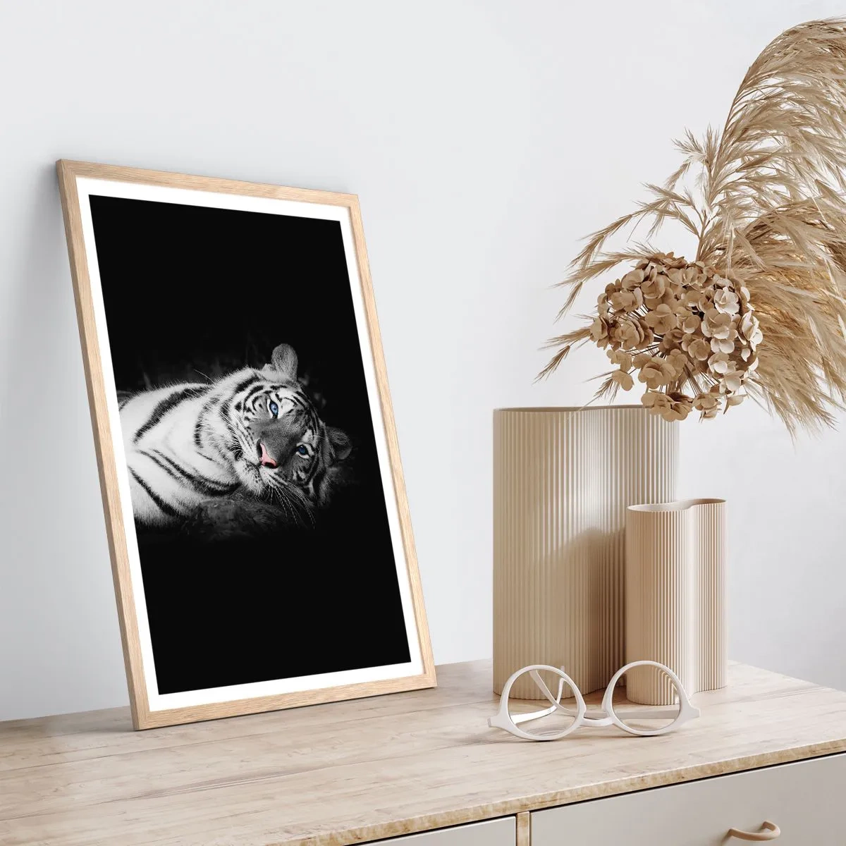 Póster en marco roble claro - Salvaje y tranquilo - 30x40 cm