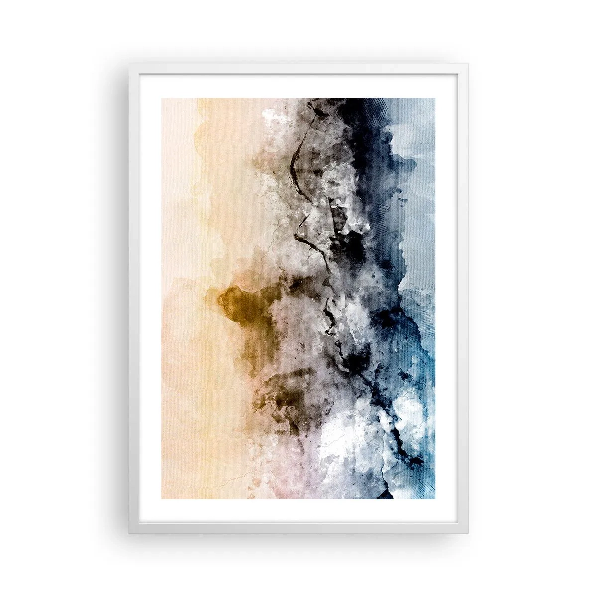 Póster en marco blanco - Hundido en una nube de niebla - 50x70 cm