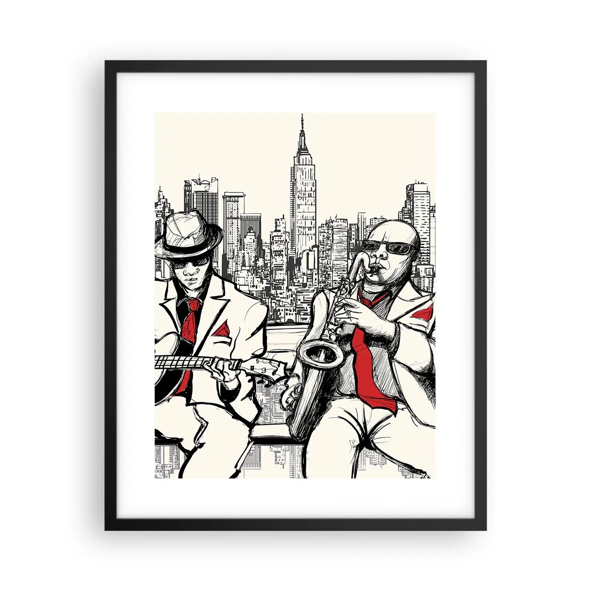 Póster en marco negro - Improvisación en Nueva York - 40x50 cm