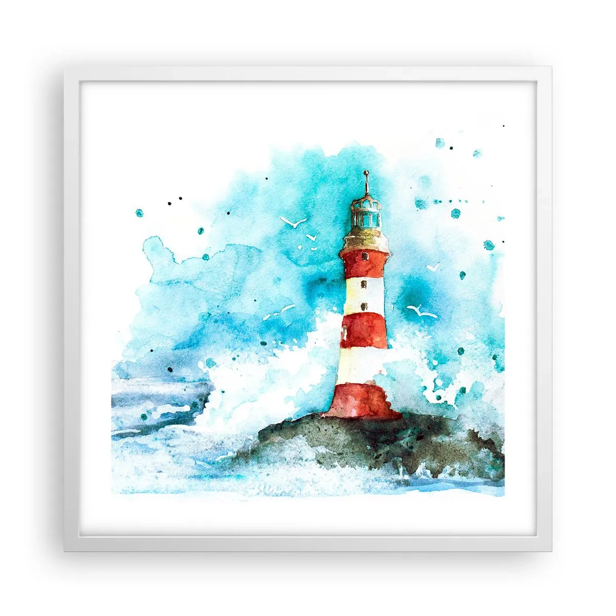 Póster en marco blanco - La unidad de los elementos - 50x50 cm