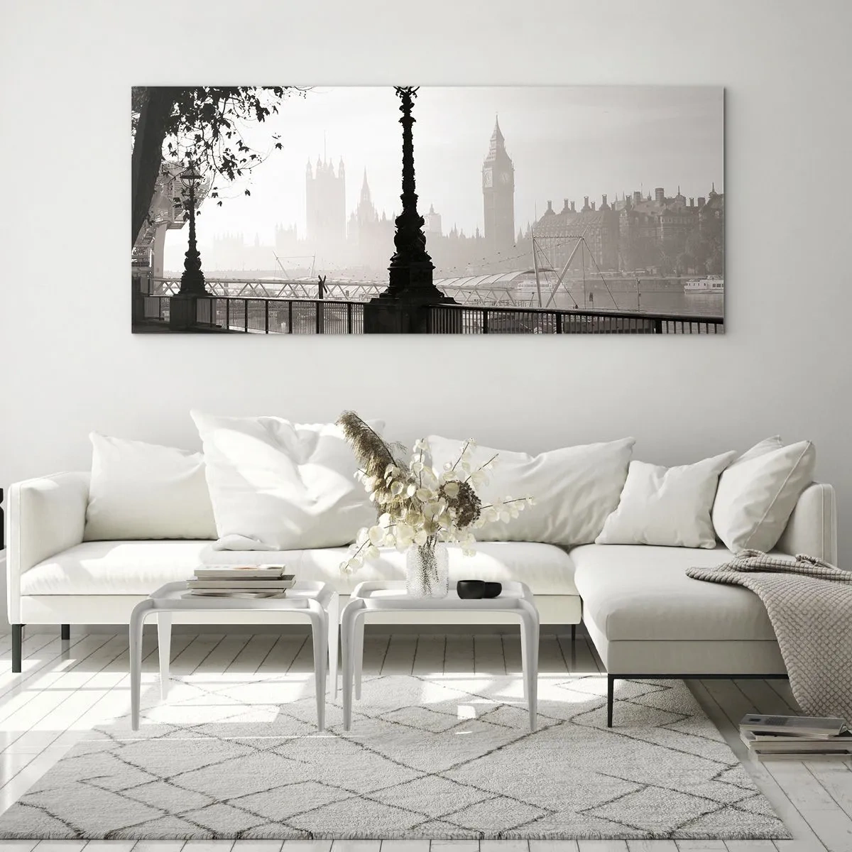 Cuadro sobre vidrio - Impresiones sobre Vidrio - La mañana de Londres - 100x40 cm