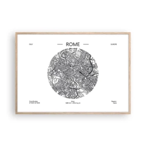 Póster en marco roble claro - Anatomía de Roma - 100x70 cm