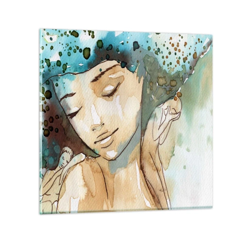 Cuadro sobre vidrio - Impresiones sobre Vidrio - Dama de azul - 30x30 cm