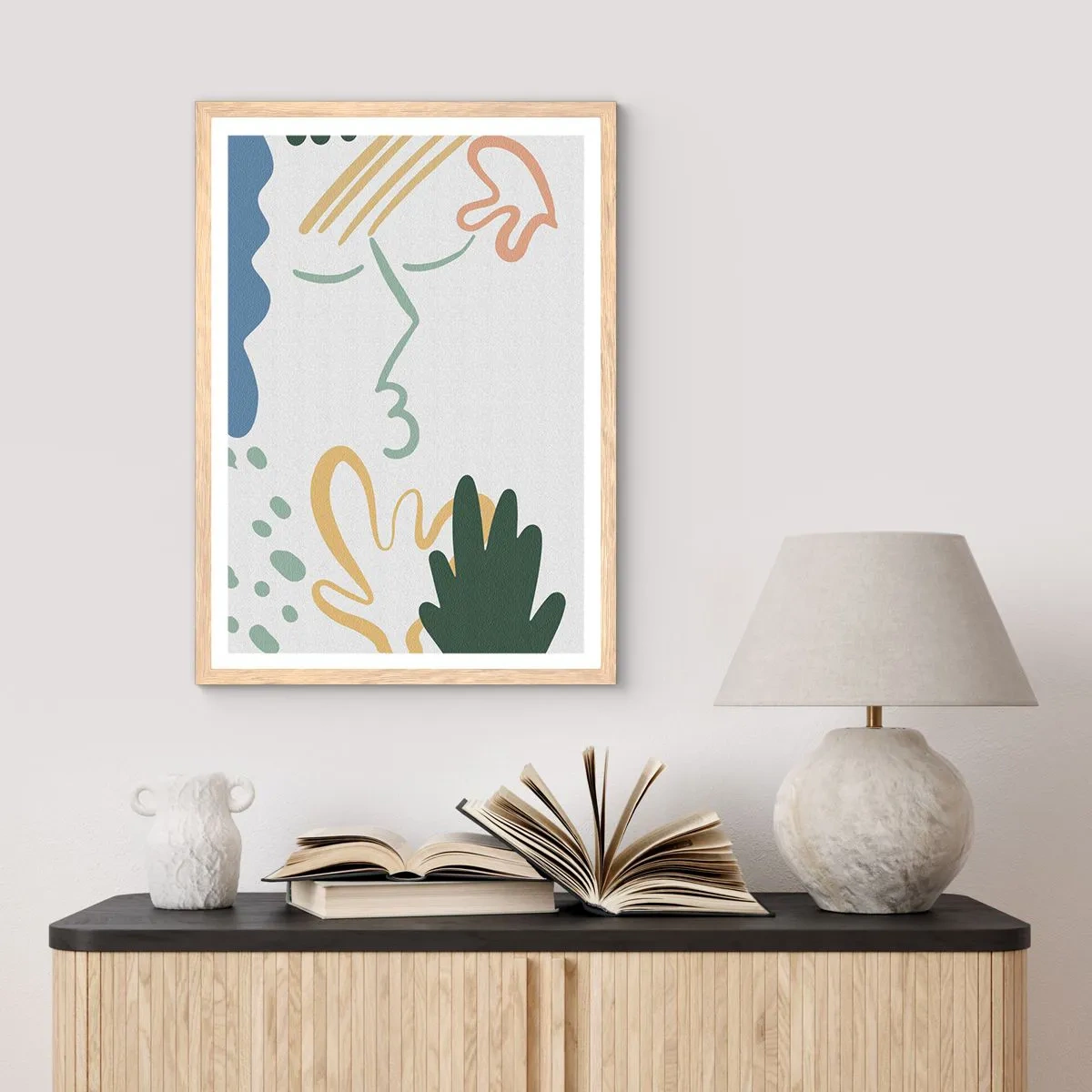 Póster en marco roble claro - Un beso de flores - 70x100 cm