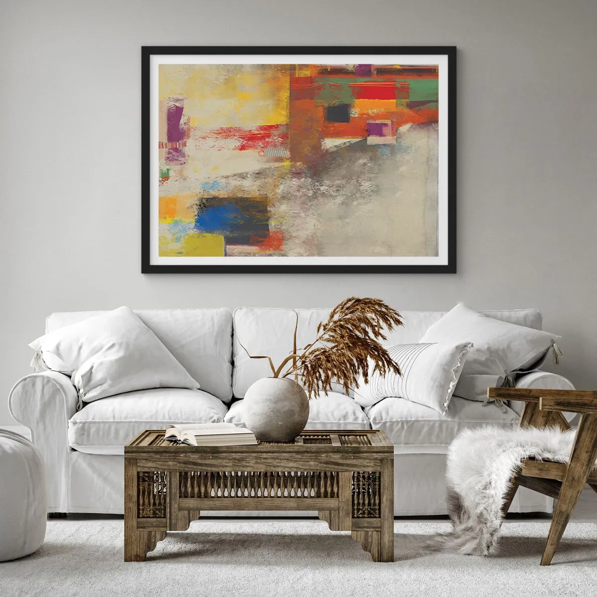 Póster en marco negro - Geometría de color - 91x61 cm