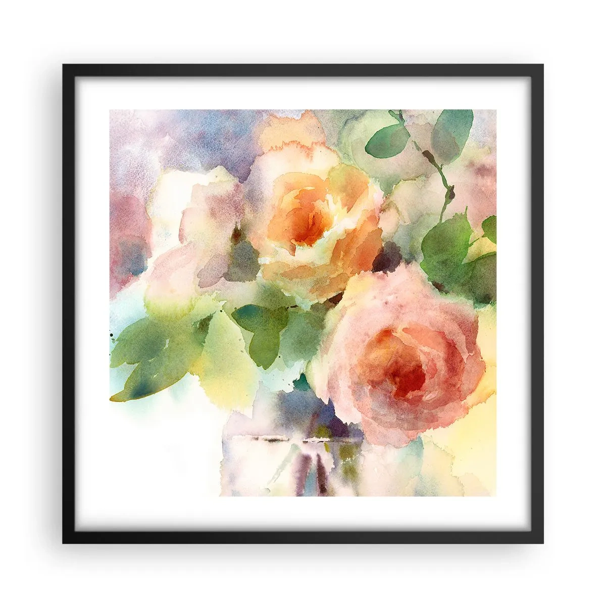 Póster en marco negro - Delicado como una acuarela - 50x50 cm