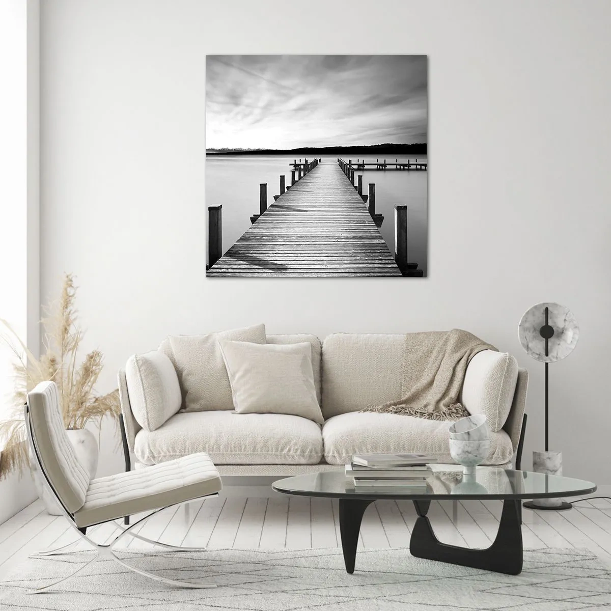 Cuadro sobre vidrio - Impresiones sobre Vidrio - En el lago de la paz - 50x50 cm