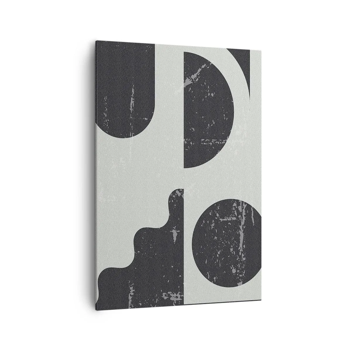 Cuadro sobre lienzo - Impresión de Imagen - Patrones geométricos en tonos negros y grises. - 70x100cm - Composición arriba y abajo - Decoración de pared moderna para salón y dormitorio ARTTOR