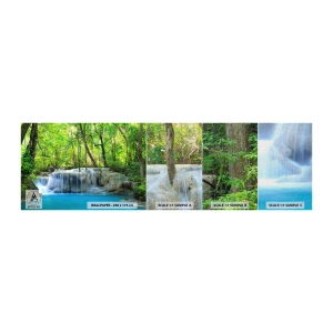 Muestra de fotomural Premium Canvas - Ahogarse en turquesa y verde - Paisaje, Cascada, cascada - 100x30 cm