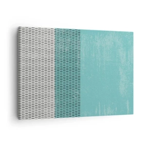 Cuadro sobre lienzo - Impresión de Imagen - Composición geométrica con turquesa y líneas. - 70x50cm - Composición equilibrada - Decoración de pared moderna para salón y dormitorio ARTTOR
