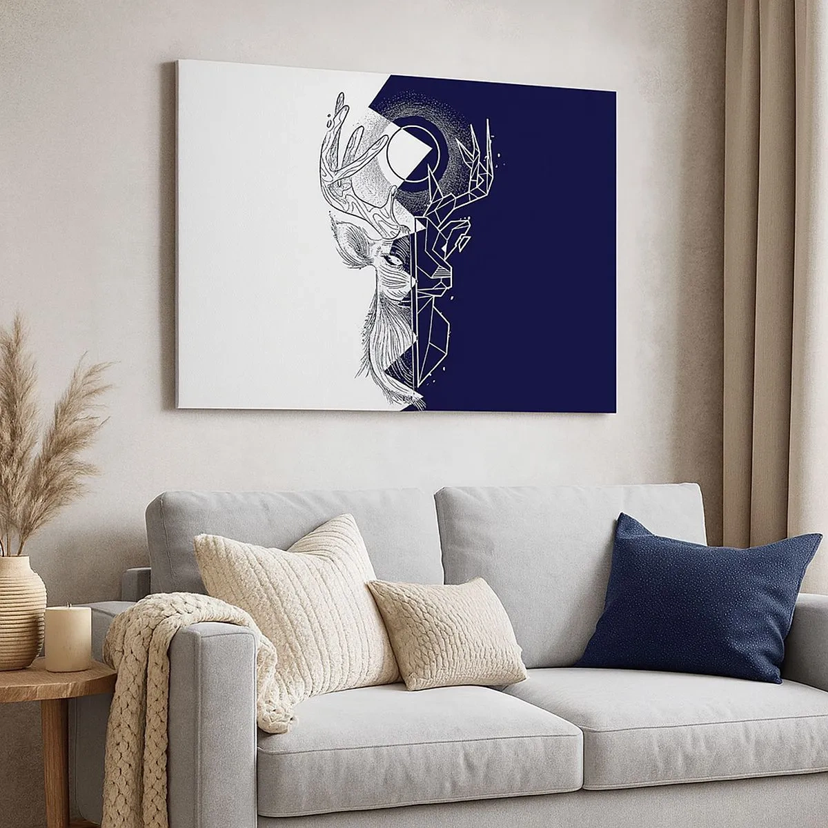 Cuadro sobre lienzo - Impresión de Imagen - Geometría y naturaleza en una composición simbólica - 70x50cm - Lucha y unidad de los opuestos - Decoración de pared moderna para salón y dormitorio ARTTOR