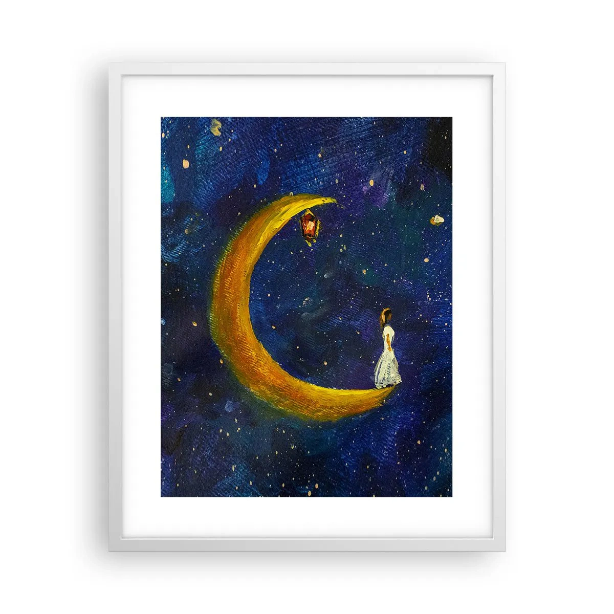 Póster en marco blanco - La llamada de la Luna - 40x50 cm