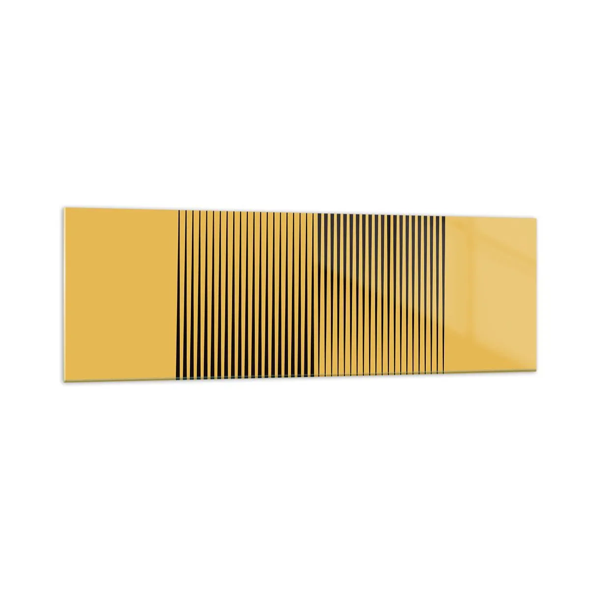 Cuadro sobre vidrio - Impresiones sobre Vidrio - Líneas negras verticales sobre un fondo amarillo - 160x50cm - Cuadrado de opuestos - Decoración de pared moderna para salón y dormitorio ARTTOR