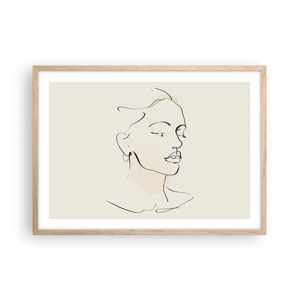 Póster en marco roble claro - Líneas que muestran seguridad - 70x50 cm
