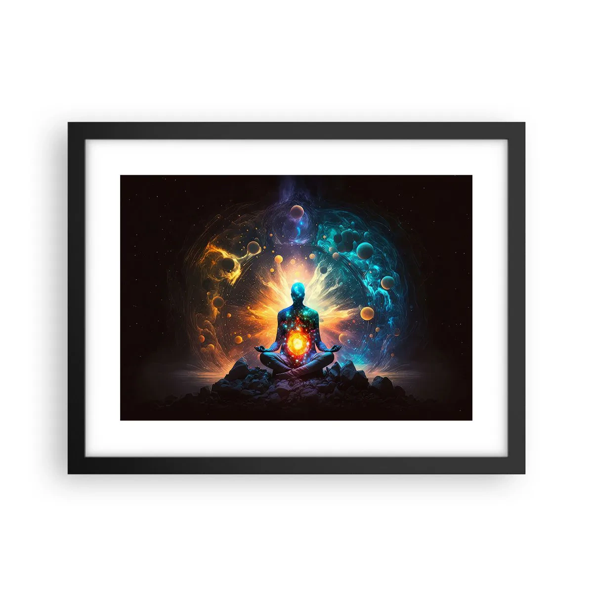 Póster en marco negro - Tranquilidad cósmica - 40x30 cm