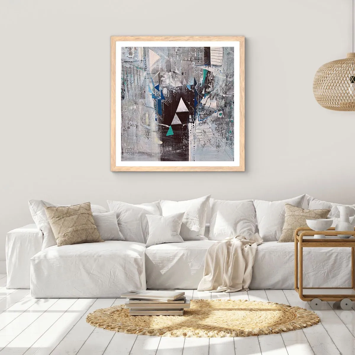 Póster en marco roble claro - El orden superior de los triángulos - 40x40 cm