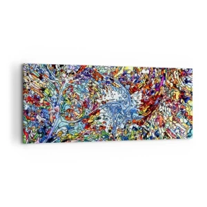 Cuadro sobre lienzo - Impresión de Imagen - Un patrón abstracto colorido inspirado en la naturaleza. - 120x50cm - Vidriera - Decoración de pared moderna para salón y dormitorio ARTTOR