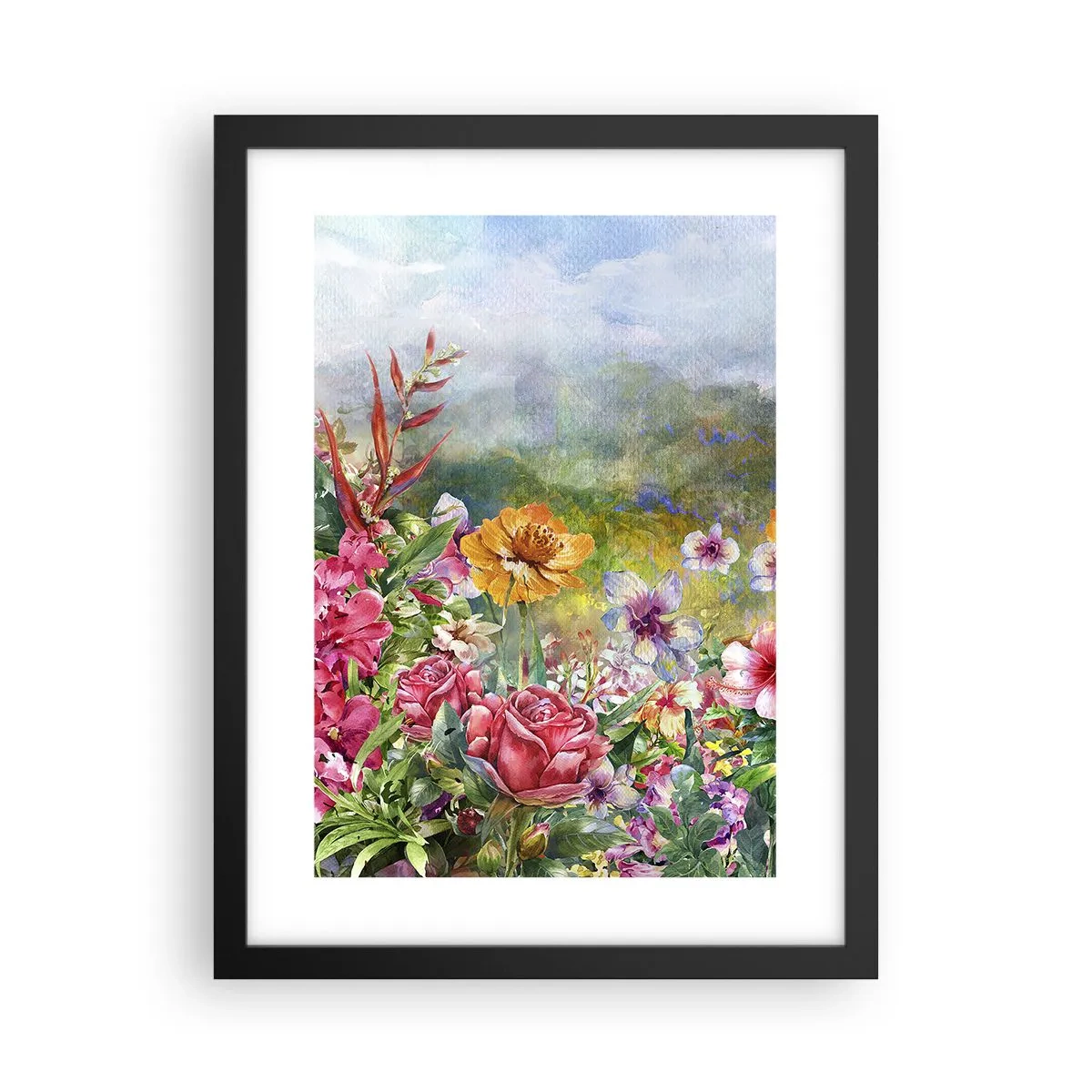 Póster en marco negro - Un jardín enloquecido - 30x40 cm