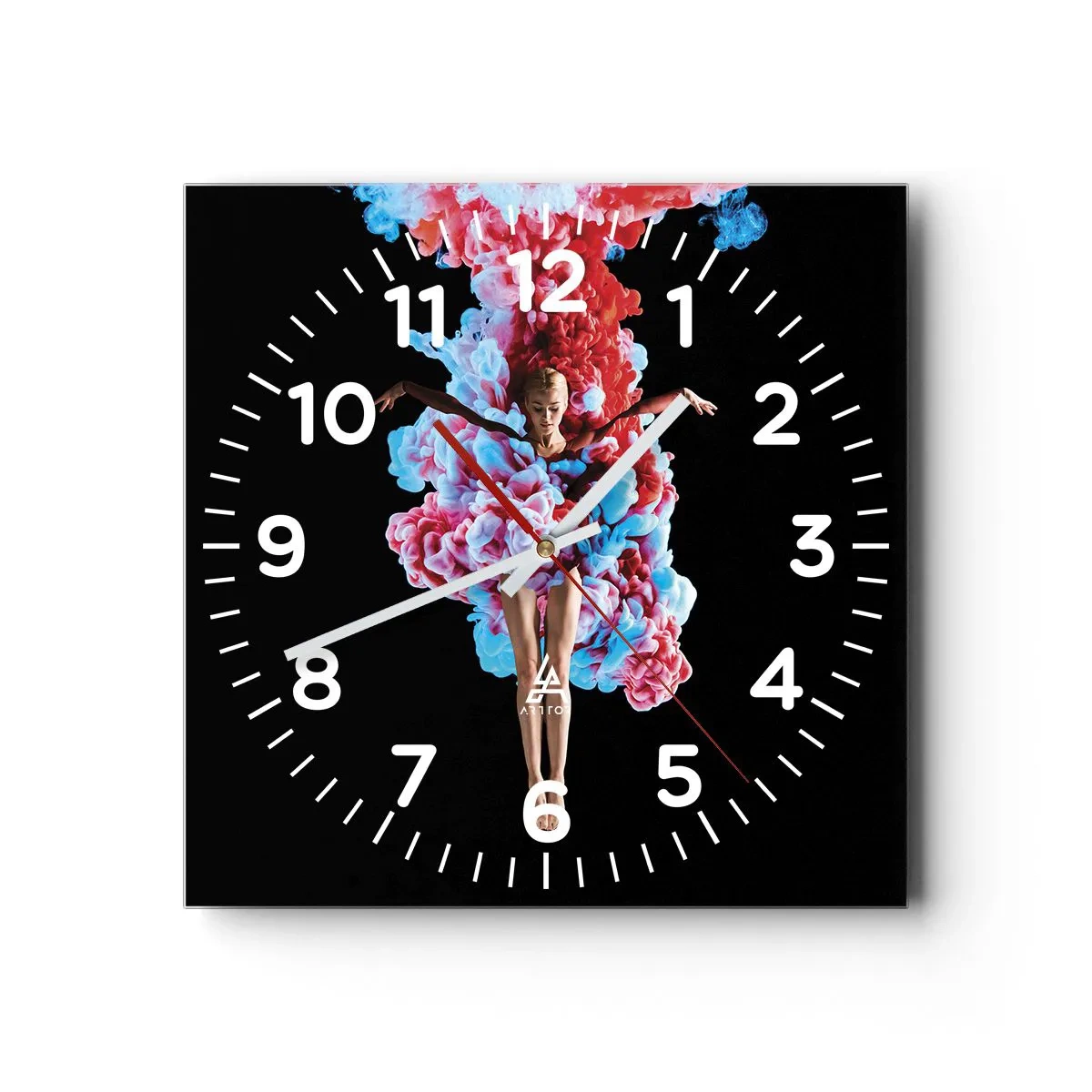 Reloj de pared - Reloj de vidrio - En plena floración - 30x30 cm