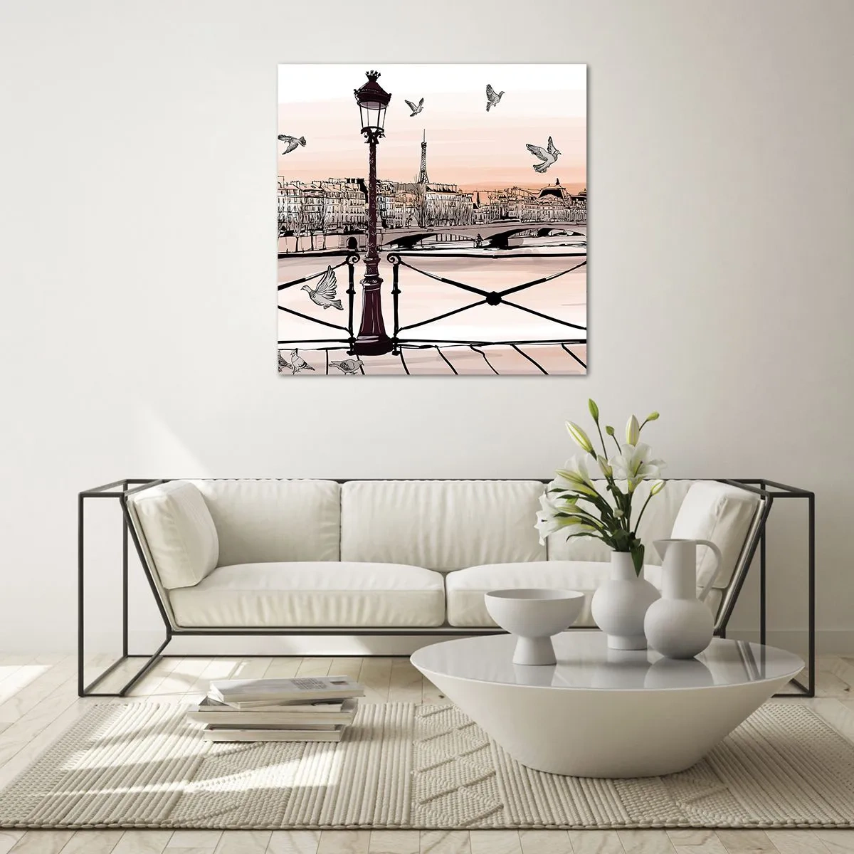 Cuadro sobre vidrio - Impresiones sobre Vidrio - Sobre los tejados de París - 30x30 cm