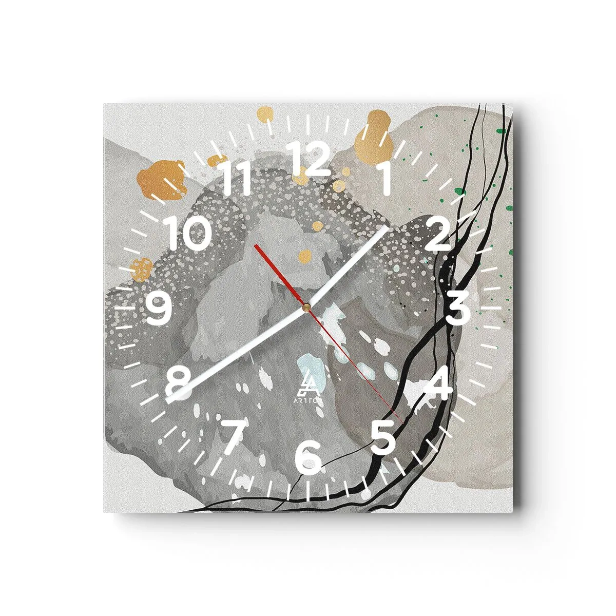 Reloj de pared - Reloj de vidrio - Composición orgánica - 40x40 cm
