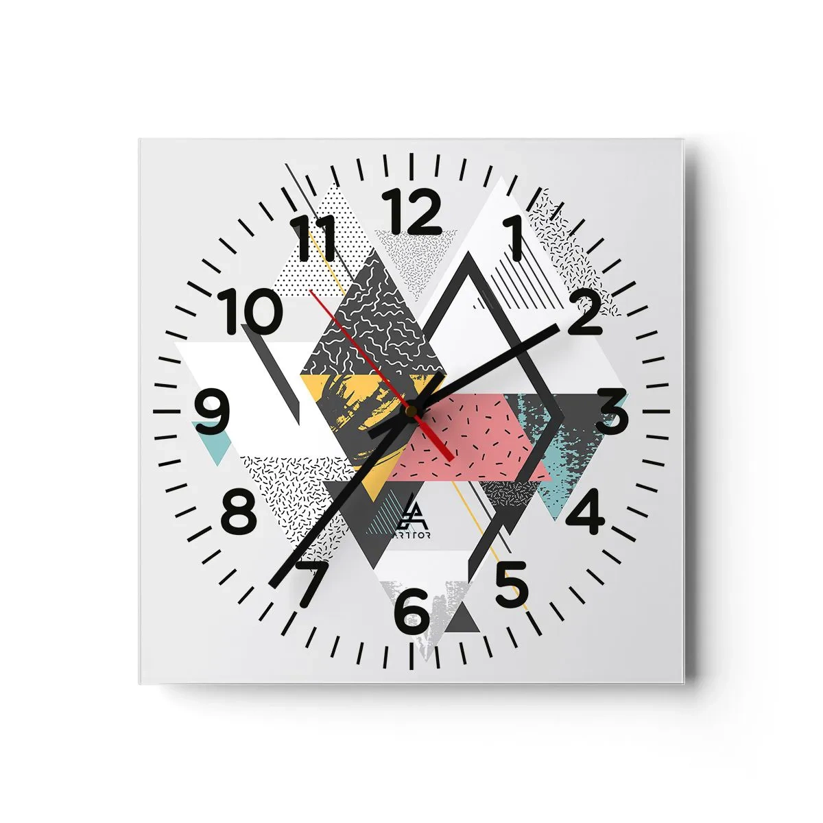 Reloj de pared - Reloj de vidrio - Una variación del triángulo y el rombo - 30x30 cm