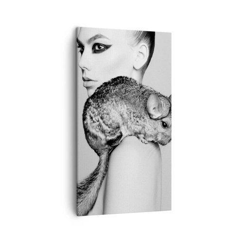 Cuadro sobre lienzo - Impresión de Imagen - Dama con chinchilla - 45x80 cm