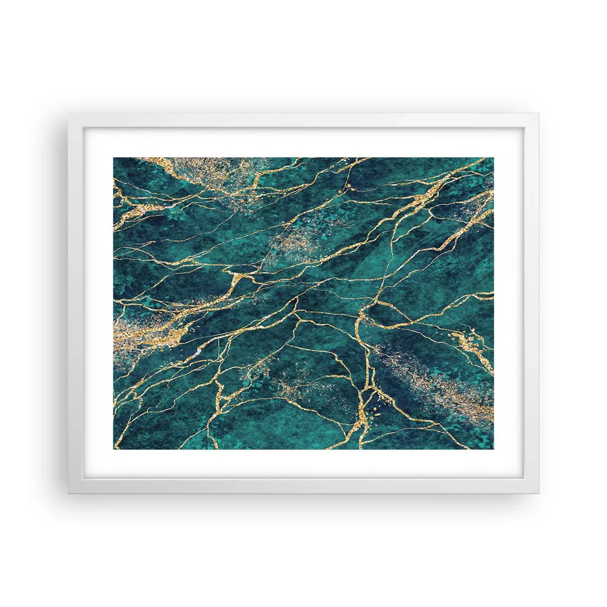 Póster en marco blanco - Riachuelos de oro - 50x40 cm