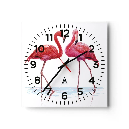 Reloj de pared - Reloj de vidrio - Cita rosada - 40x40 cm