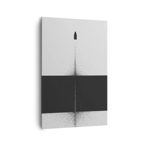 Cuadro sobre lienzo - Impresión de Imagen - Un proyectil simbólico de estilo minimalista y abstracto. - 80x120cm - Directa al objetivo - Decoración de pared moderna para salón y dormitorio ARTTOR